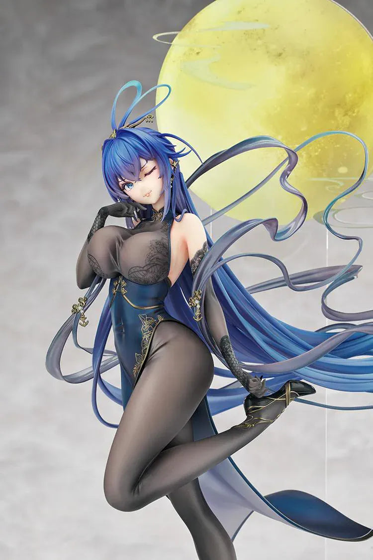 Azur Lane New Jersey Dancing in the Moonlight Ver. 1/7 Scale Figure with flowing blue hair black outfit and moonlit display base