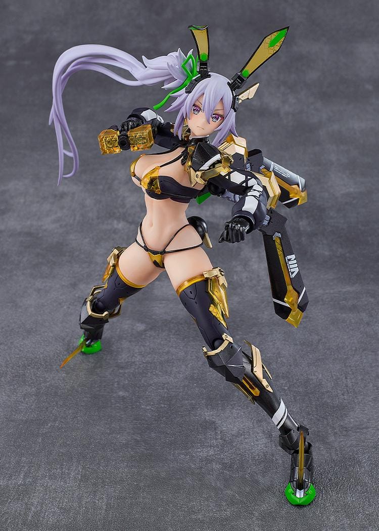 BUNNY SUIT PLANNING figma Silva Barrelline Figure featuring Silva with lavender hair, black-and-gold armored bunny suit, mechanical armor details, and large weapon accessory.