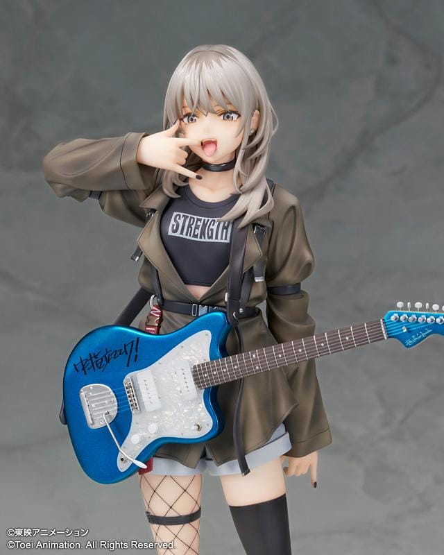 Girls Band Cry Momoka Kawaragi 1/7 scale figure featuring Momoka holding her signature blue electric guitar in a stylish stage-inspired outfit