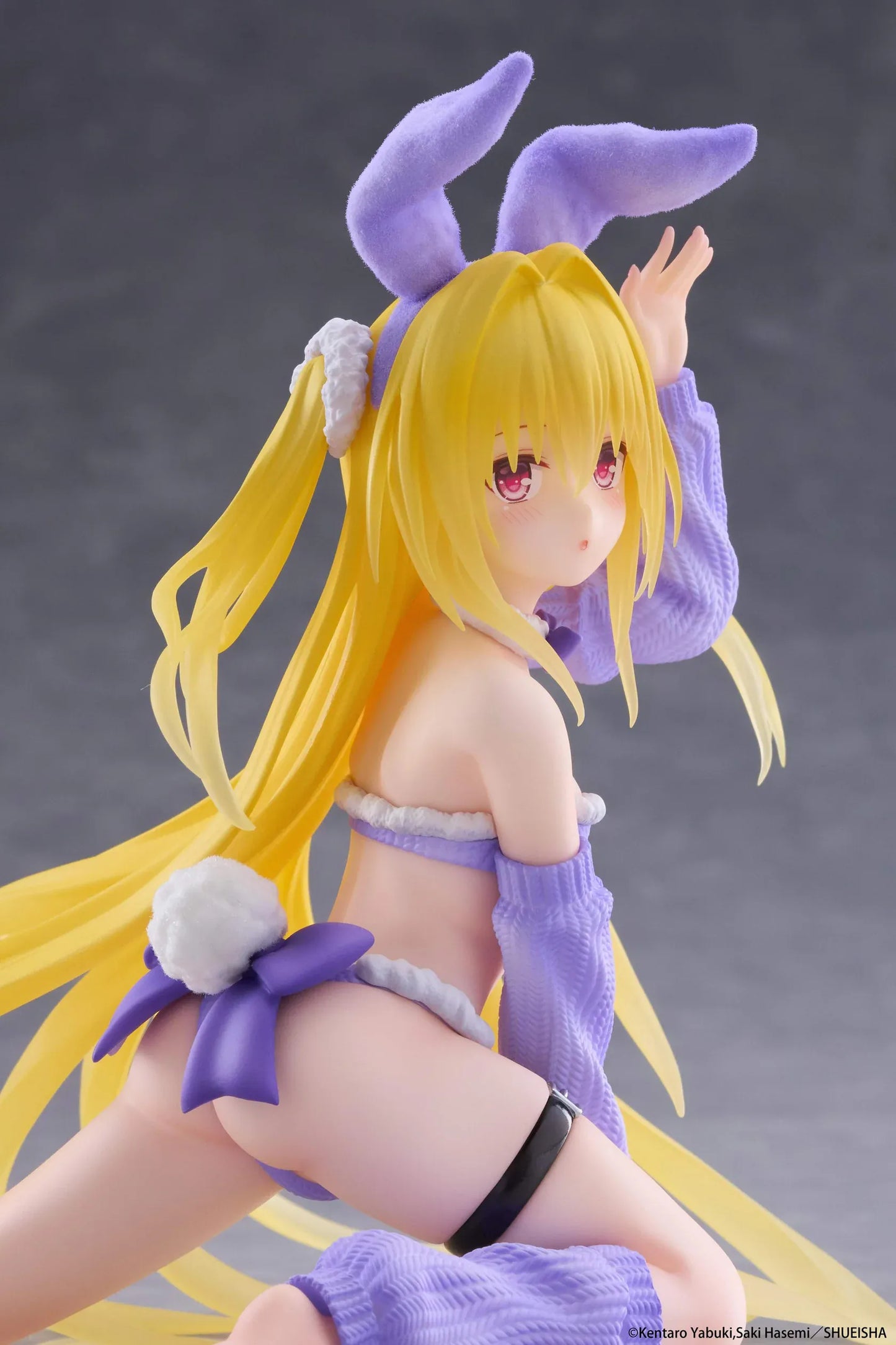 To Love-Ru Darkness MOFLOCK Golden Darkness Fluffy Bunny Ver Figure wearing a purple bunny outfit with long blonde hair
