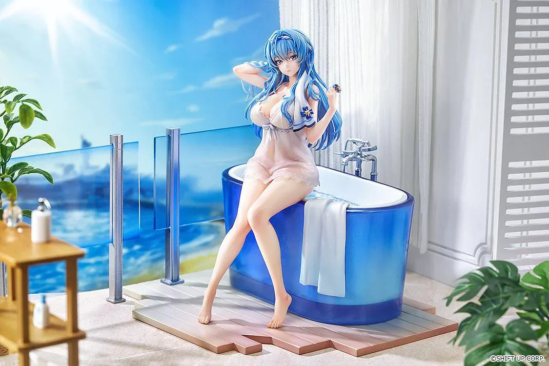 GODDESS OF VICTORY NIKKE Helm Post-Shower Moment 1/7 scale figure featuring Helm seated on a bathtub in sheer nightwear