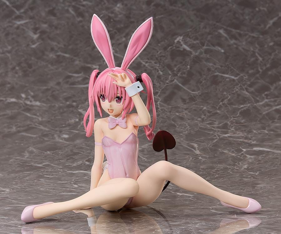 To Love-Ru Darkness Nana Astar Deviluke Bare Leg Bunny Ver. 1/4 scale figure featuring Nana in a pink bunny outfit with bunny ears in a playful seated pose