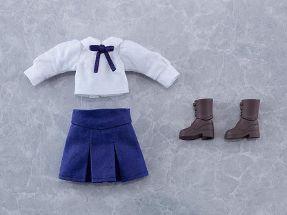 Fate stay night Nendoroid Doll Saber Casual Outfit Ver. with blonde hair, blue skirt, white blouse, black tights, and brown boots