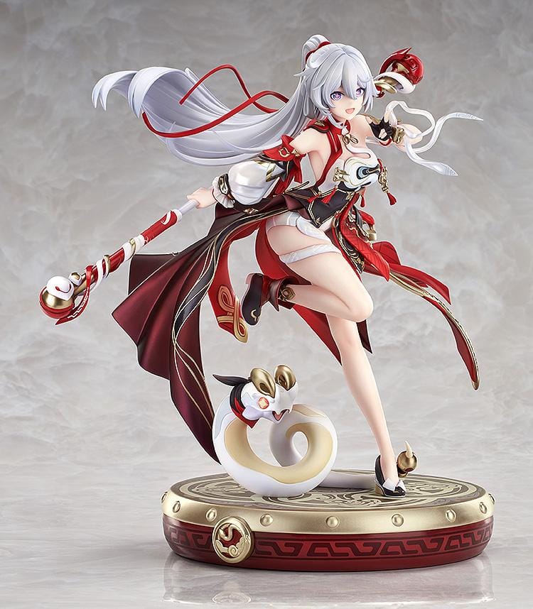 Kiana Ba-Dum Fiery Wishing Star 1/7 scale figure from Honkai Impact 3rd with red outfit, staff weapon, and themed display base