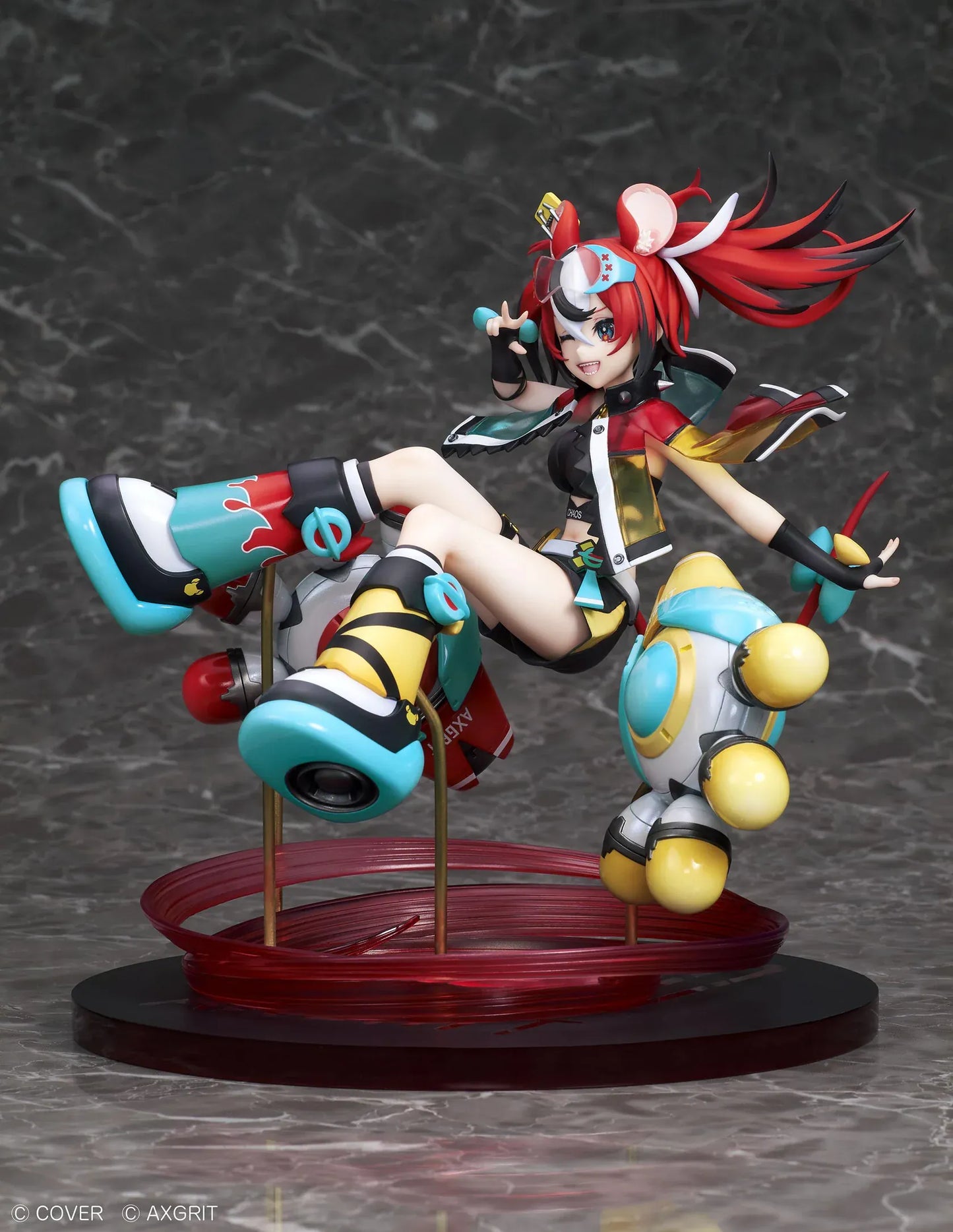Hololive Hakos Baelz AXGRIT version 1/7 scale figure with dynamic pose red twin tails and mechanical companions