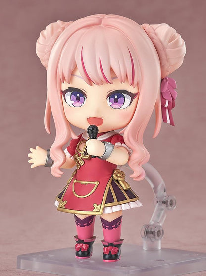 HimeHina Channel Nendoroid No.2871 Tanaka Hime in red idol outfit with twin buns and fanged smile
