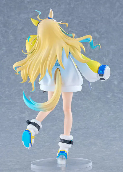 Uma Musume Pretty Derby POP UP PARADE L Neo Universe figure with white blue and yellow futuristic outfit and flowing blonde hair