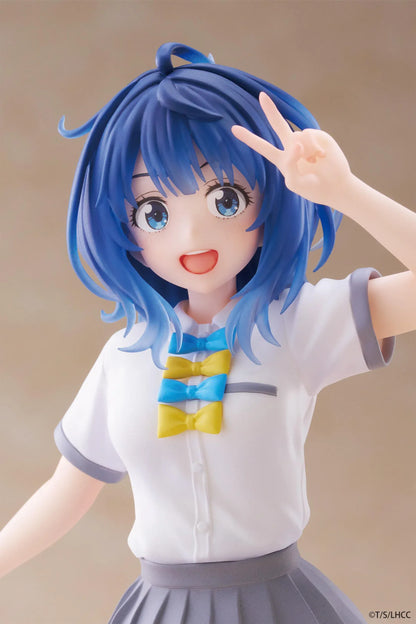 Too Many Losing Heroines Anna Yanami Coreful Figure with blue hair, school uniform outfit, peace sign pose, pleated skirt, and clear display base