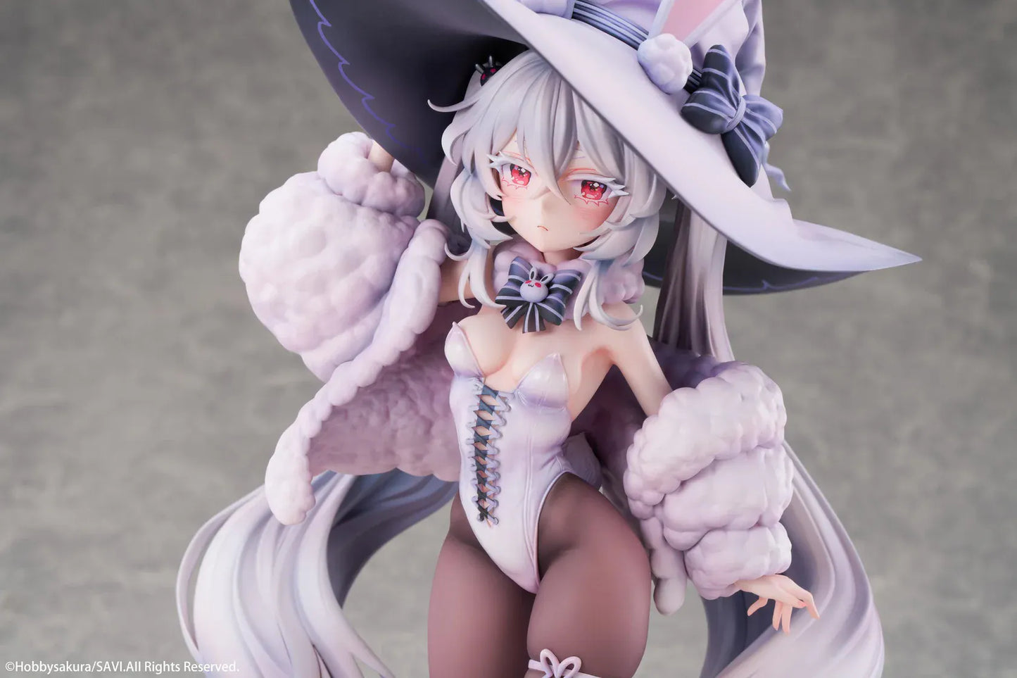 Moon Witch Police Marshmallow Deluxe Ver. 1/6 Scale Figure featuring Marshmallow with silver hair, bunny ear witch hat, lavender outfit, fluffy sleeve accents, bunny companions, and moon-themed display base.