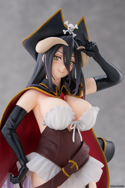 Overlord Albedo Pirate Ver Coreful Figure featuring Albedo in a pirate-inspired outfit with captain hat, cape, black boots, and long flowing hair