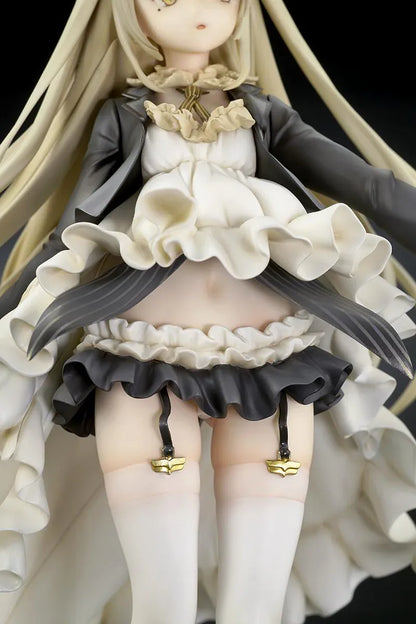 Girls' Frontline Desert Eagle 1/7 Scale Figure featuring Desert Eagle with long blonde hair, white-and-black outfit, golden eyes, handgun accessory, and flowing dress details.