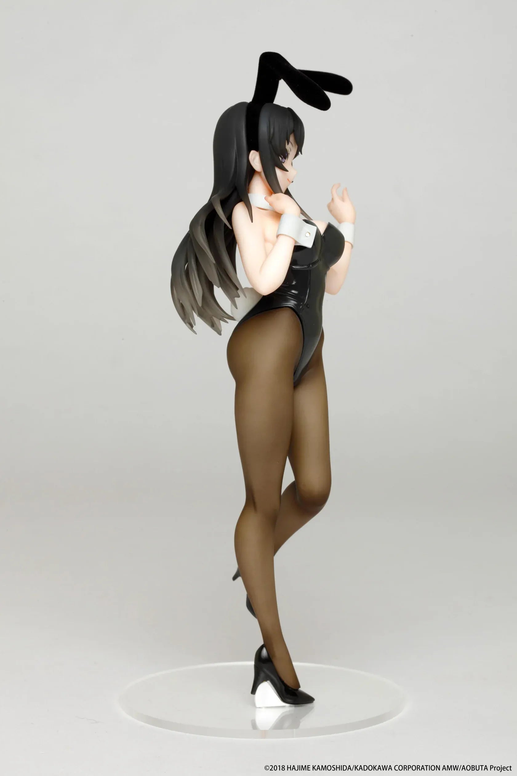 Rascal Does Not Dream of Bunny Girl Senpai Mai Sakurajima Bunny Ver. Coreful Figure Rerelease featuring Mai in a black bunny outfit with bunny ears, tights, heels, and display base.