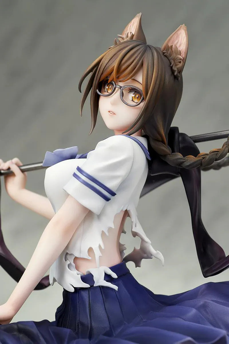 Bakemonogatari Tsubasa Hanekawa 1/7 Scale Figure featuring Tsubasa with cat ears, glasses, flowing hair, lantern display, and supernatural-themed base details.