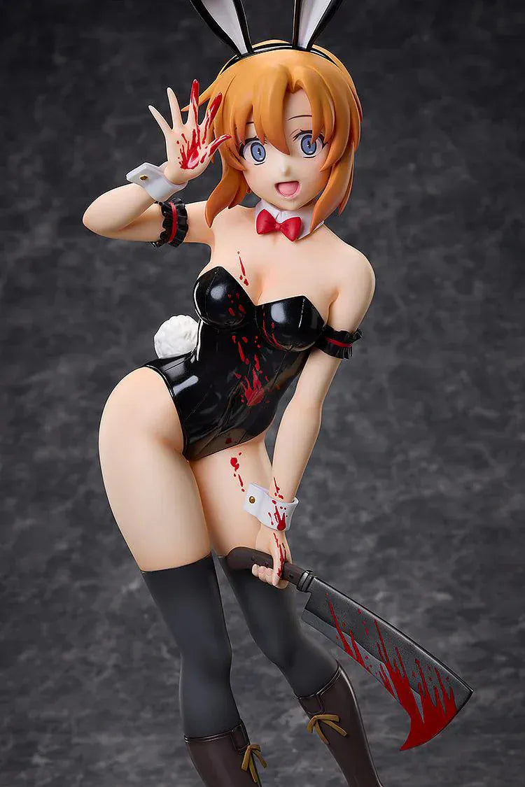 “Rena Ryugu Tragic Bunny Ver. 1/4 Scale Figure from Higurashi: When They Cry – GOU standing with blood-splattered bunny suit and machete.”