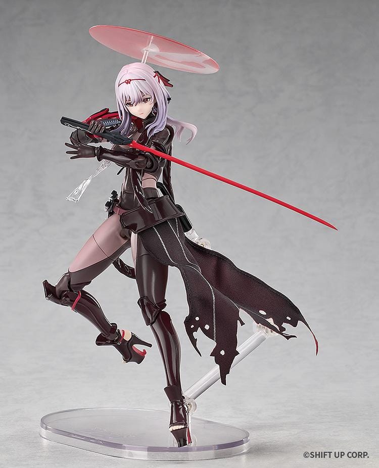 GODDESS OF VICTORY NIKKE Hyper Body Scarlet Black Shadow Figure featuring black and red armor, circular headpiece, and large red sword