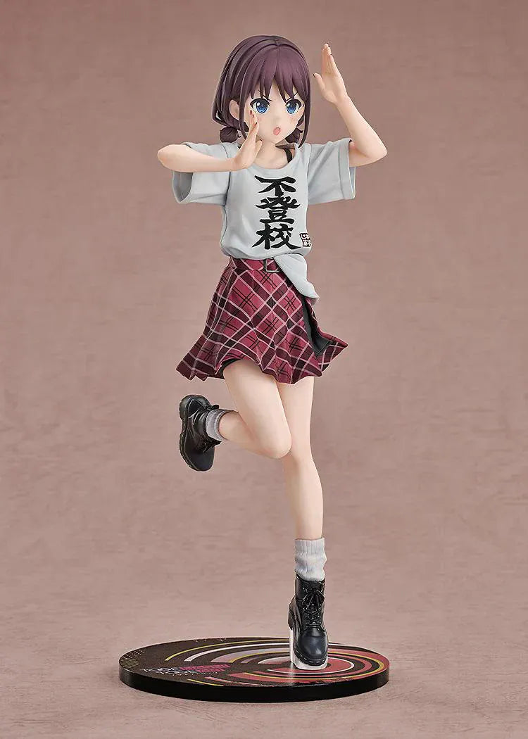 Girls Band Cry Nina Iseri Truancy Ver 1/7 scale figure running in oversized T-shirt and red plaid skirt on circular stage base