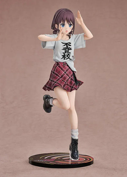 Girls Band Cry Nina Iseri Truancy Ver 1/7 scale figure running in oversized T-shirt and red plaid skirt on circular stage base