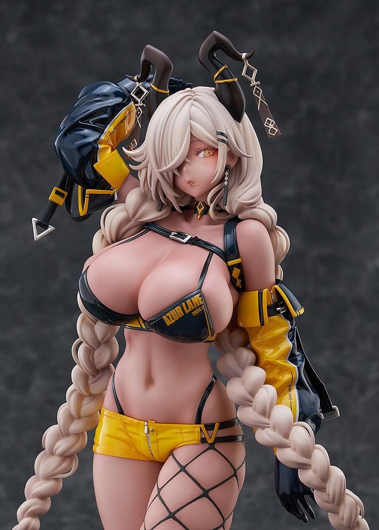 Azur Lane Owari Anime Expo 2024 Ver. 1/7 Scale Figure in black and yellow outfit with long braids and detailed base