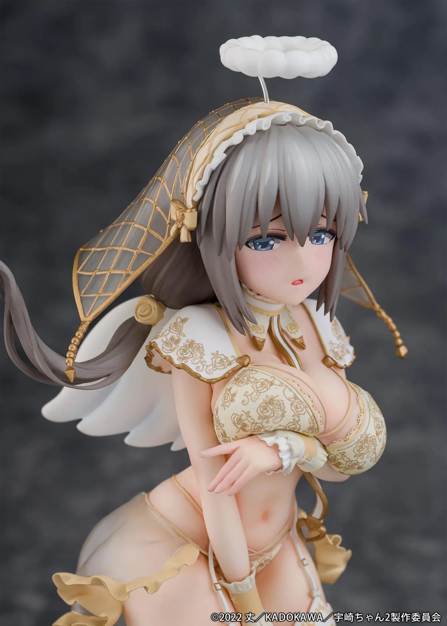 Tsuki Uzaki Angel Version 1/7 scale figure from Uzaki-chan Wants to Hang Out kneeling pose