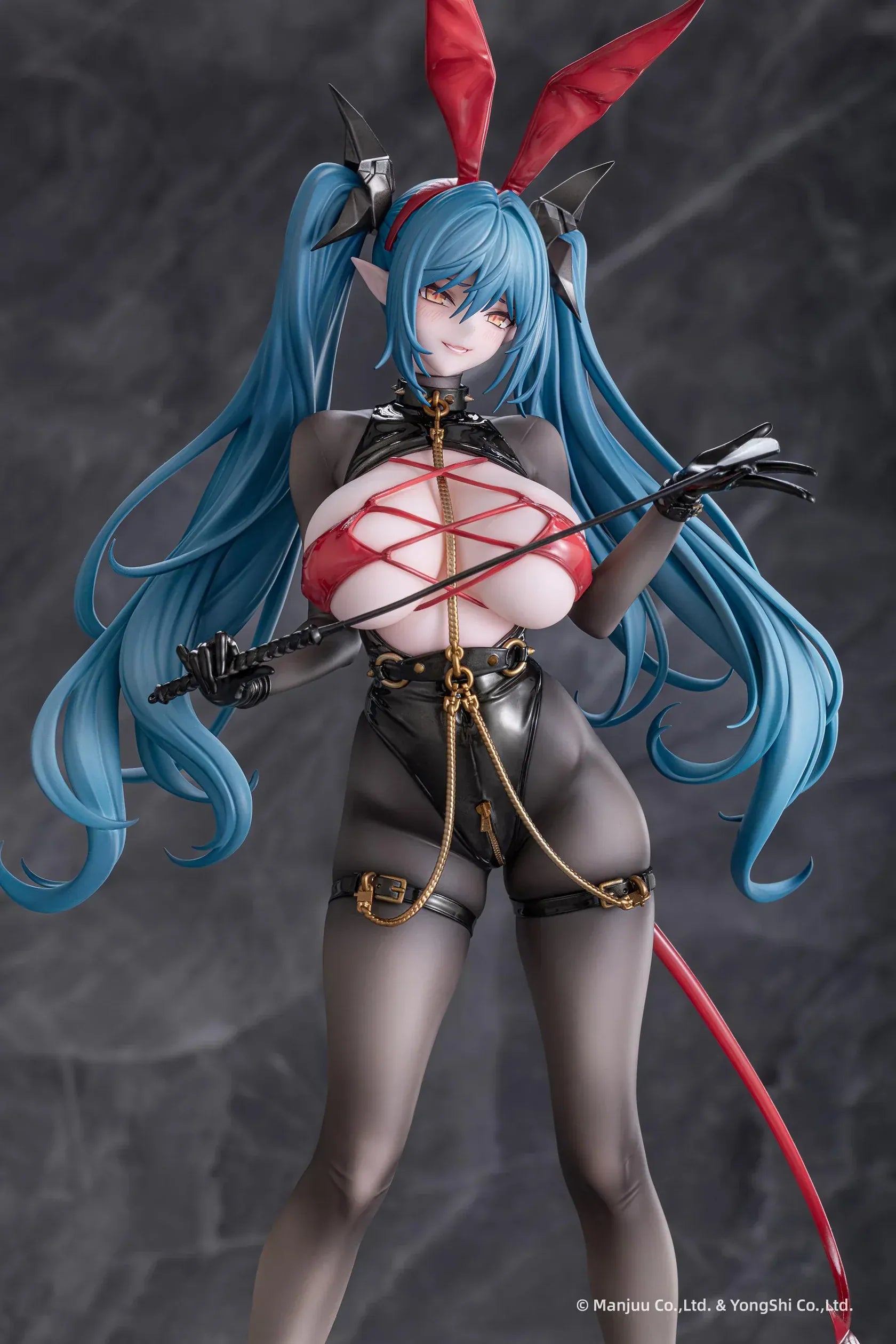 Azur Lane Regensburg The Dark Dragon’s Dungeon 1/6 scale figure with black bodysuit, red accents, and flowing teal twin-tails
