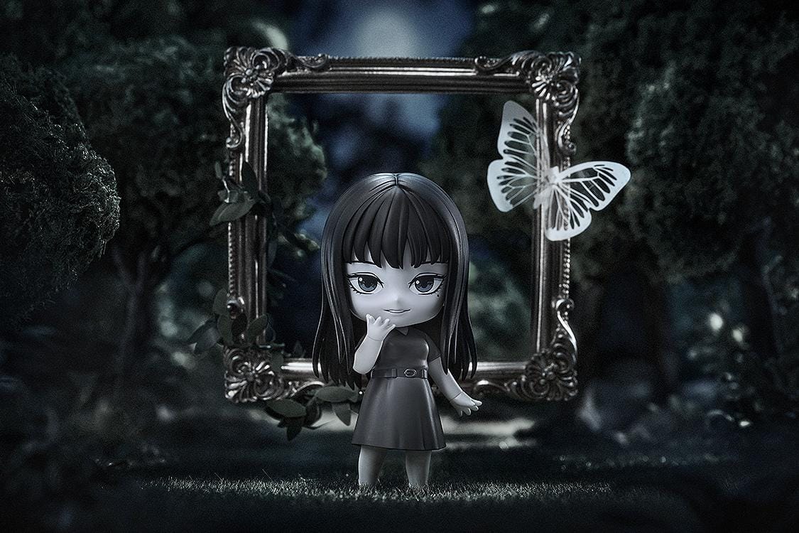 Junji Ito Maniac Nendoroid Tomie chibi horror figure with long black hair and monochrome dress