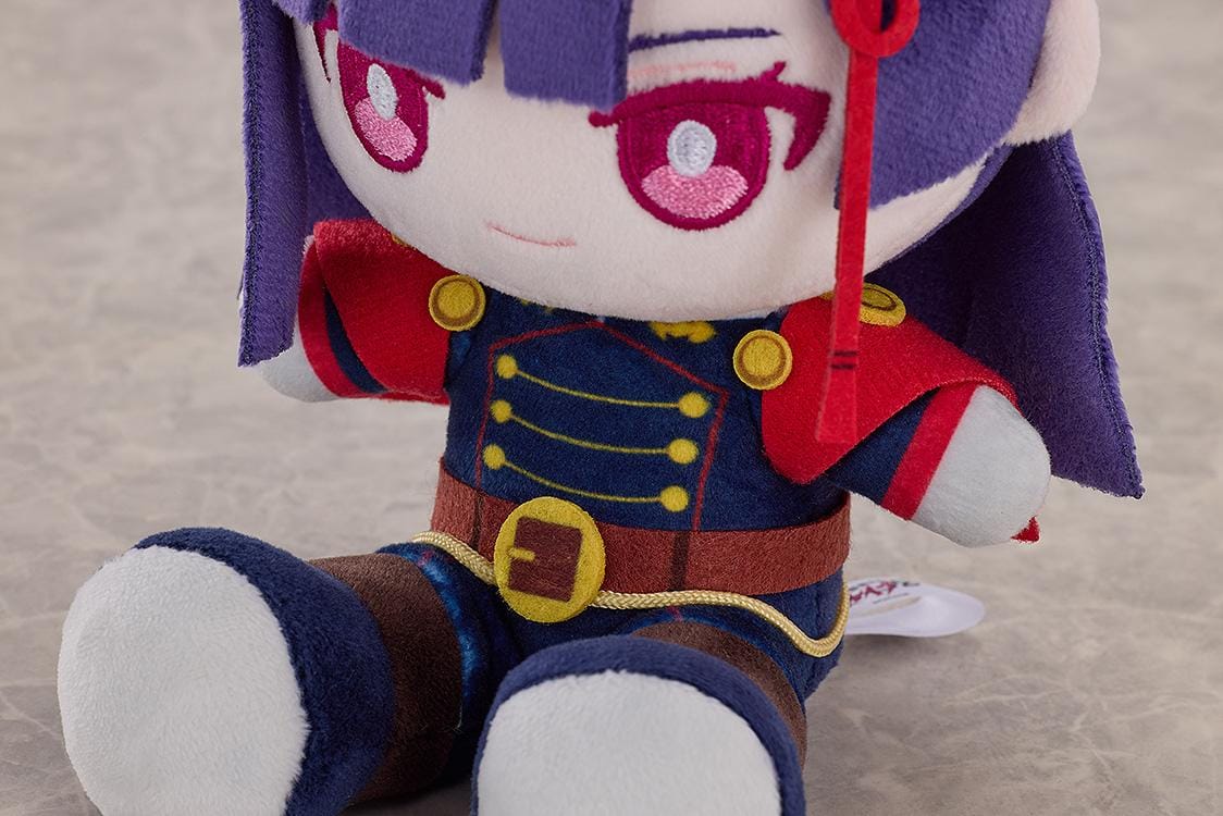 Chained Soldier Punipuni Ren Yamashiro Plushie featuring Ren in a soft chibi-style seated plush design with purple hair, pink eyes, red ribbon, and red-and-black uniform details.