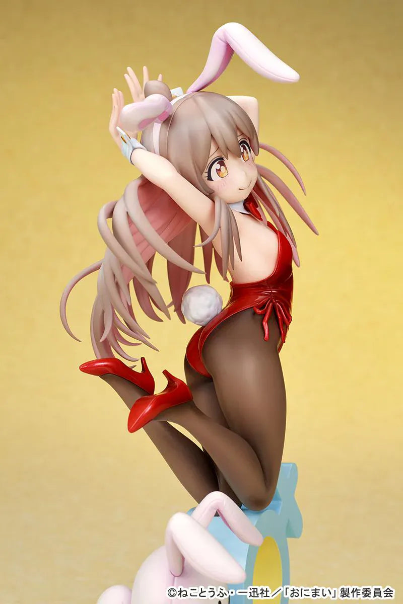 ONIMAI I'm Now Your Sister Mahiro Oyama Bunny Girl Style 1/7 Scale Figure featuring Mahiro in a red bunny outfit with bunny ears, flowing hair, tights, and themed display base.