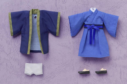 The Apothecary Diaries Nendoroid Doll Jinshi wearing traditional blue and purple fabric robes