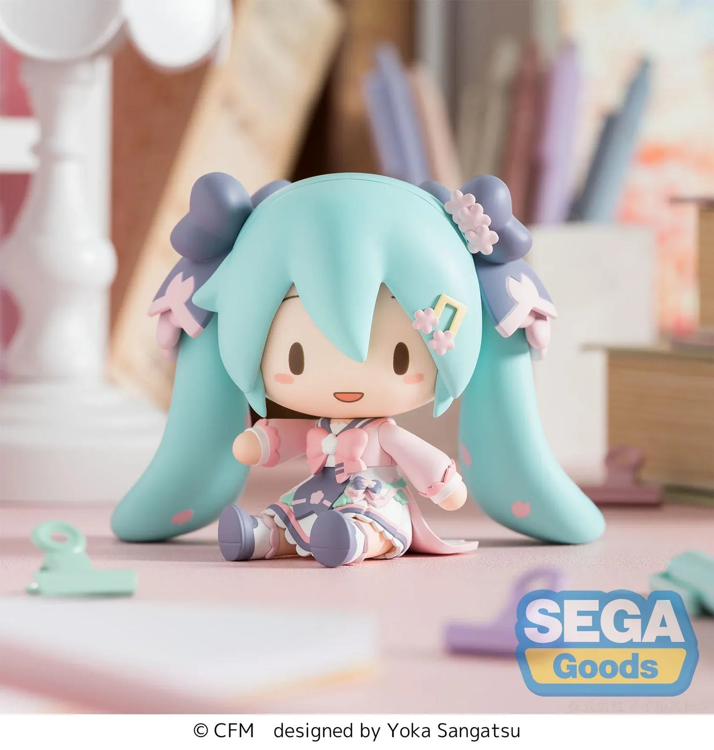 Hatsune Miku Fuwa Petit chibi figure in pastel school outfit sitting pose