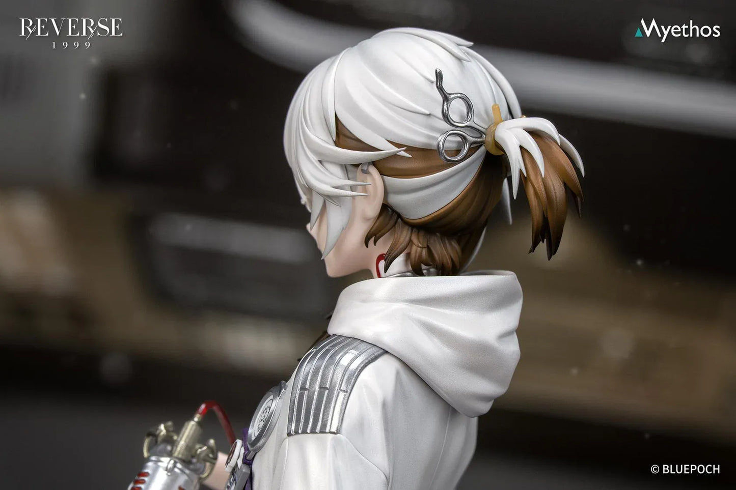 Reverse 1999 Gift+ Medicine Pocket 1/8 Scale Figure wearing a white laboratory coat, metallic silver pants, and black boots
