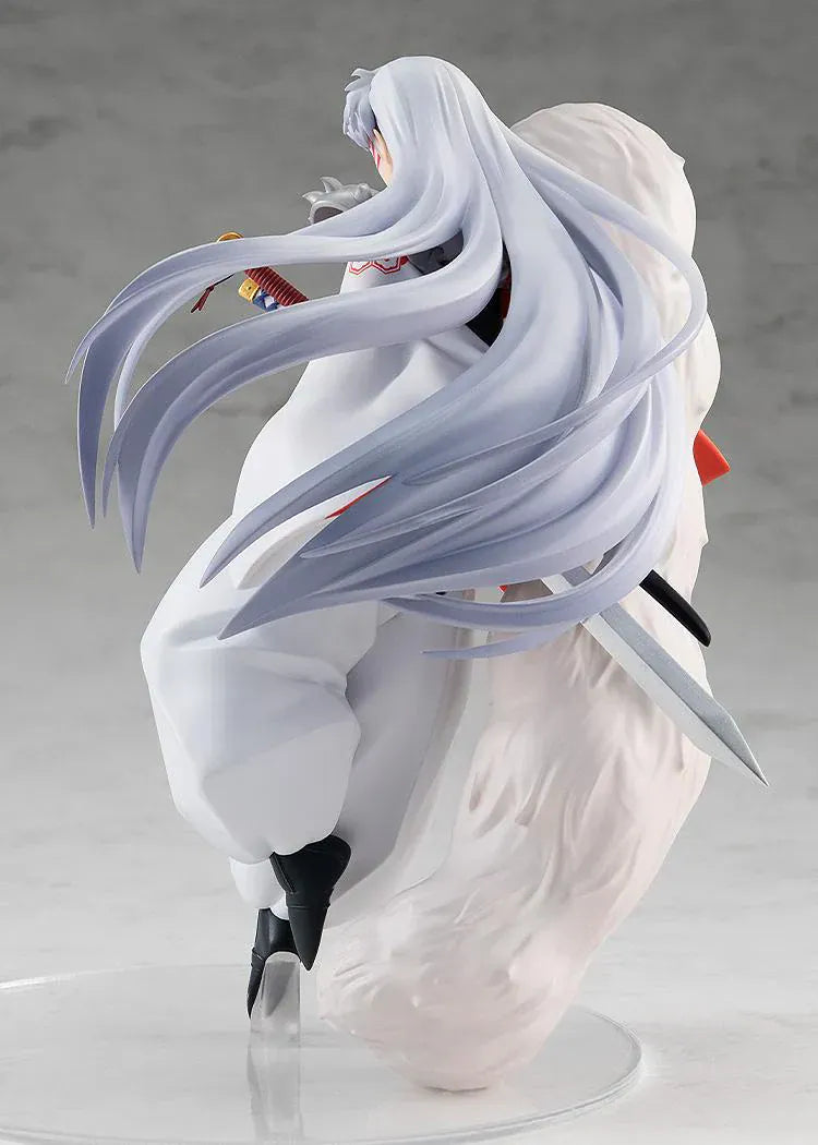 InuYasha POP UP PARADE Sesshomaru rerun figure with flowing silver hair, white kimono, and sword accessory