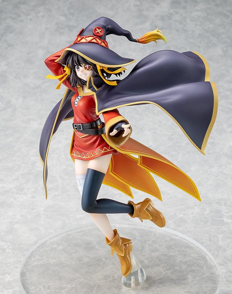 Haruhi Suzumiya KONOSUBA Megumin Collaboration Ver. 1/7 Scale Figure in red mage outfit with witch hat and flowing cape