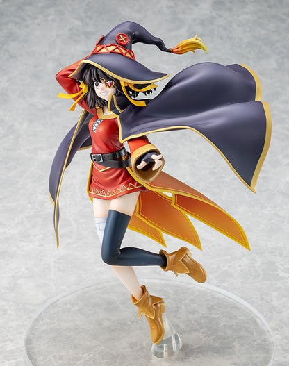 Haruhi Suzumiya KONOSUBA Megumin Collaboration Ver. 1/7 Scale Figure in red mage outfit with witch hat and flowing cape