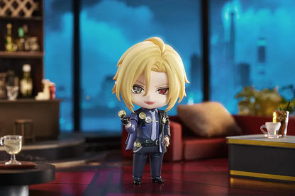 Zenless Zone Zero Nendoroid Hugo Vlad wearing fedora and suit with heterochromatic eyes in chibi style