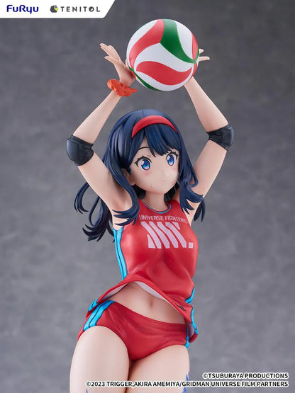 Gridman Universe Tenitol Tall Rikka Takarada Sportswear Ver. Figure in red volleyball sportswear holding a volleyball