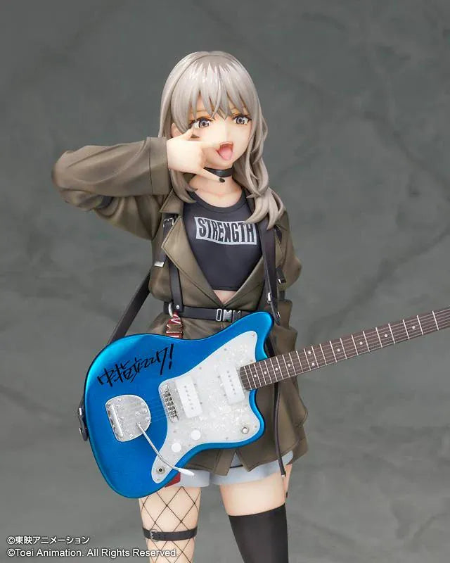 Girls Band Cry Momoka Kawaragi 1/7 scale figure featuring Momoka holding her signature blue electric guitar in a stylish stage-inspired outfit
