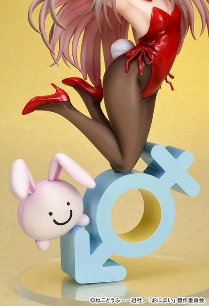 ONIMAI I'm Now Your Sister Mahiro Oyama Bunny Girl Style 1/7 Scale Figure featuring Mahiro in a red bunny outfit with bunny ears, flowing hair, tights, and themed display base.