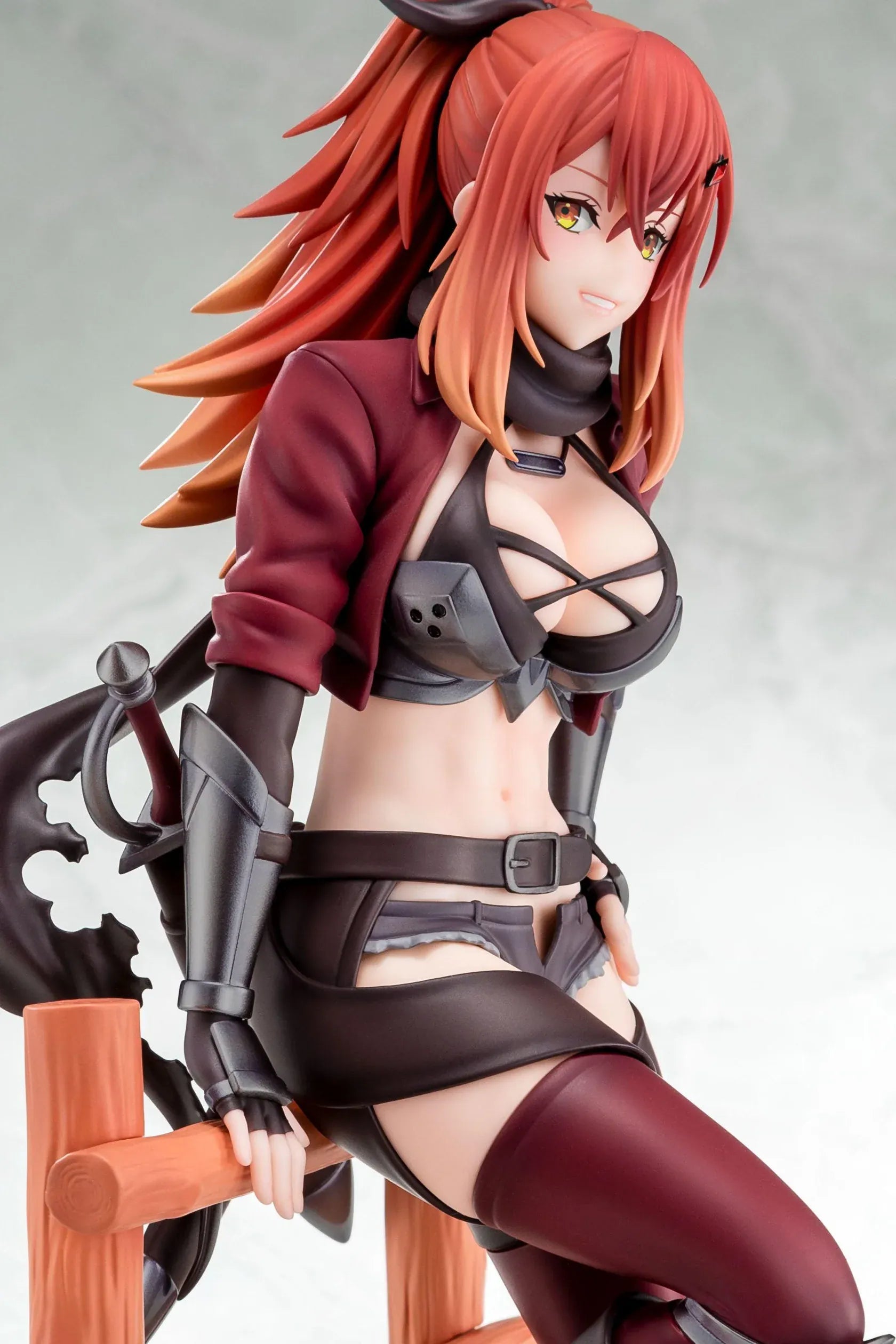 From Old Country Bumpkin to Master Swordsman Surena Lysandra 1/6 scale figure sitting on a wooden fence with detailed fantasy armor