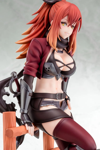 From Old Country Bumpkin to Master Swordsman Surena Lysandra 1/6 scale figure sitting on a wooden fence with detailed fantasy armor
