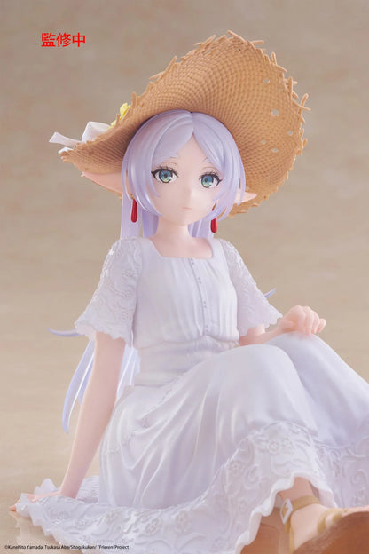 Frieren Beyond Journey’s End Desktop Cute Frieren Summer Dress figure seated in white dress with straw hat