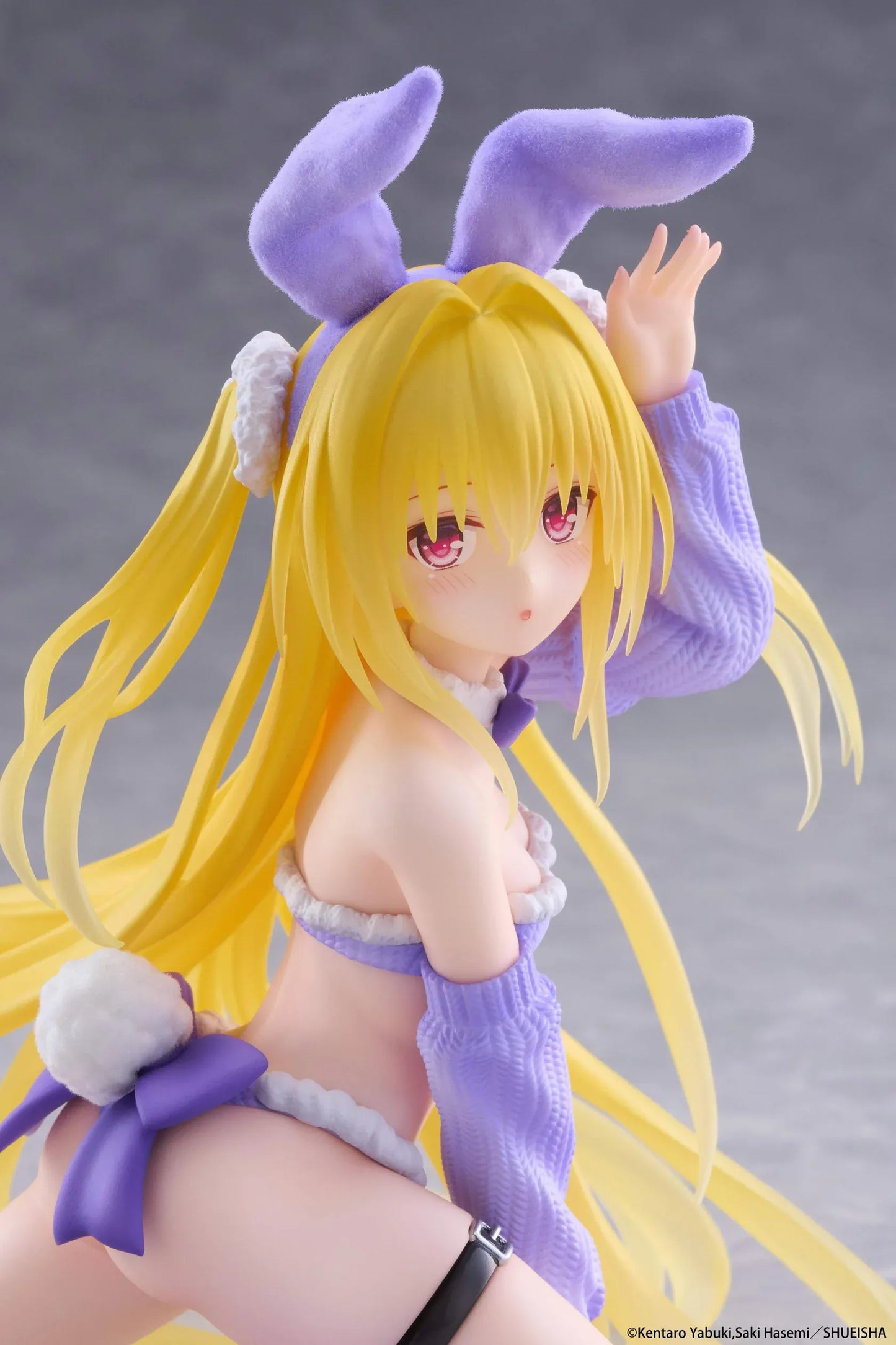 To Love-Ru Darkness MOFLOCK Golden Darkness Fluffy Bunny Ver Figure wearing a purple bunny outfit with long blonde hair