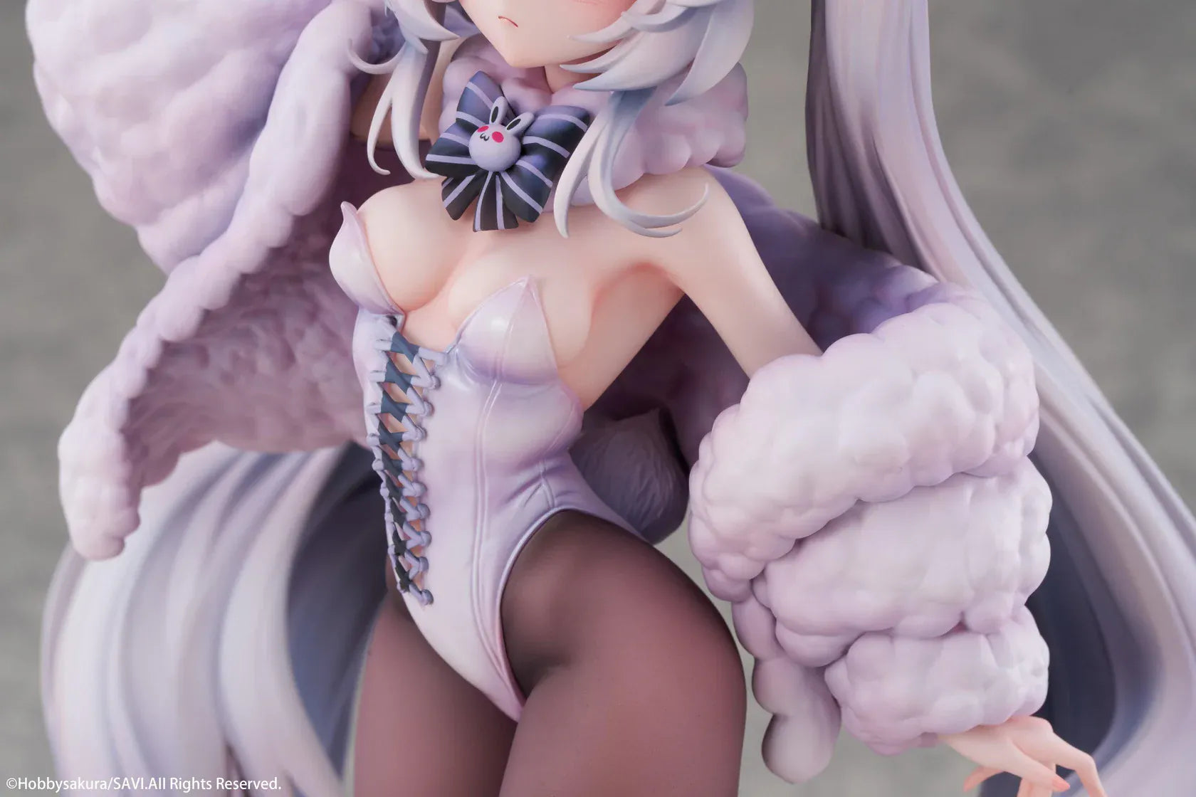 Moon Witch Police Marshmallow Deluxe Ver. 1/6 Scale Figure featuring Marshmallow with silver hair, bunny ear witch hat, lavender outfit, fluffy sleeve accents, bunny companions, and moon-themed display base.