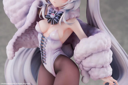 Moon Witch Police Marshmallow Deluxe Ver. 1/6 Scale Figure featuring Marshmallow with silver hair, bunny ear witch hat, lavender outfit, fluffy sleeve accents, bunny companions, and moon-themed display base.