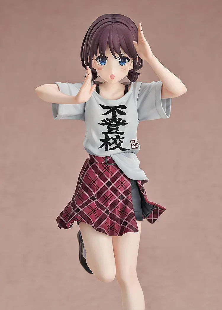 Girls Band Cry Nina Iseri Truancy Ver 1/7 scale figure running in oversized T-shirt and red plaid skirt on circular stage base
