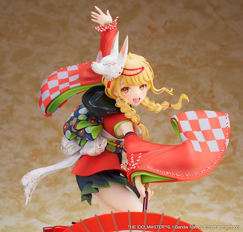 Gakuen iDOLM@STER Kotone Fujita Kamurogiku Ver. 1/7 scale figure wearing a red traditional outfit with a fox mask and wagasa umbrella.