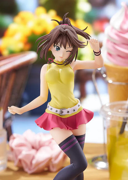 Yu-Gi-Oh The Dark Side of Dimensions POP UP PARADE Anzu Mazaki L Size Figure featuring Anzu in a yellow top, pink skirt, thigh-high socks, and a winking pose.