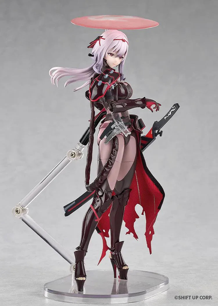GODDESS OF VICTORY NIKKE Hyper Body Scarlet Black Shadow Figure featuring black and red armor, circular headpiece, and large red sword