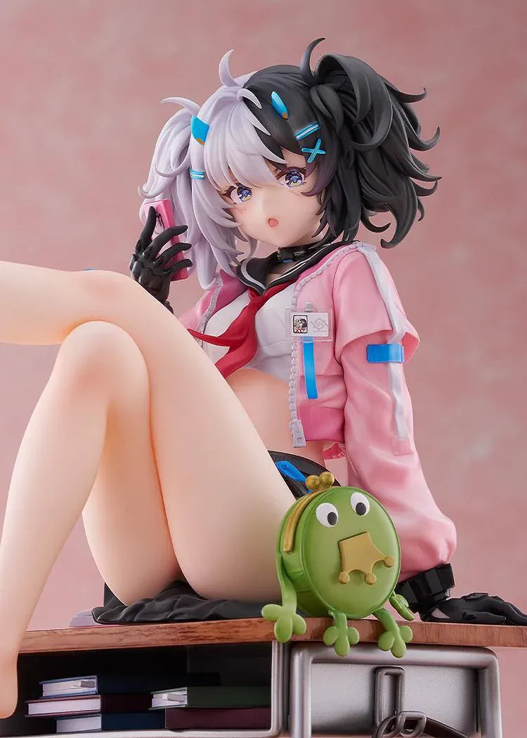 Snowbreak Containment Zone Eatchel The Cub Overdue Radiance 1/7 scale figure sitting on classroom desk with school accessories
