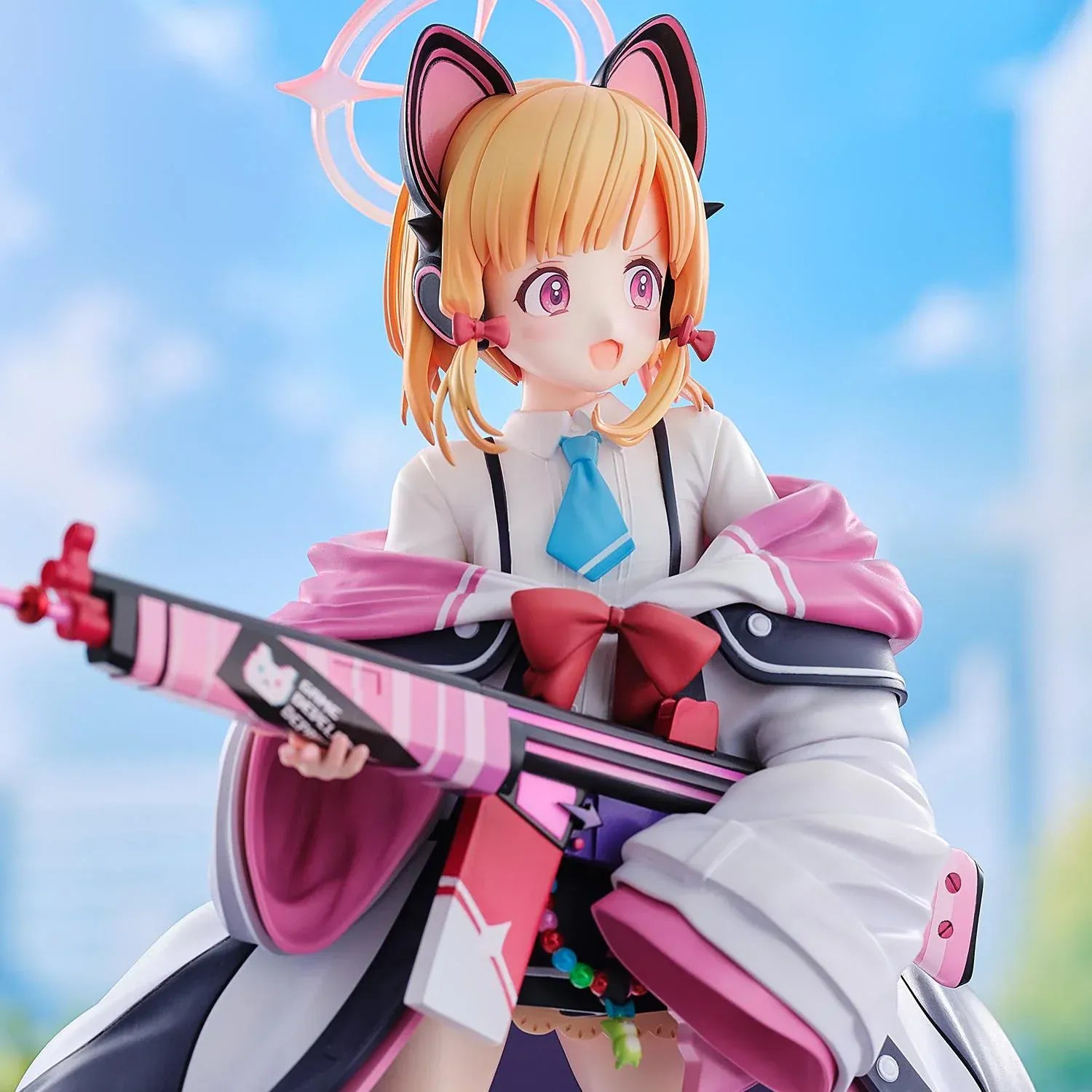 Blue Archive Momoi 1/6 scale figure holding pink rifle with cat-ear headset