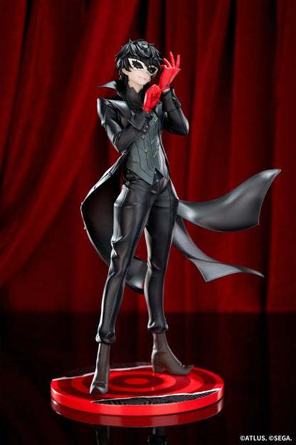 Joker Persona 5 Royal Limepie 1/8 scale figure in black outfit adjusting red glove on red base